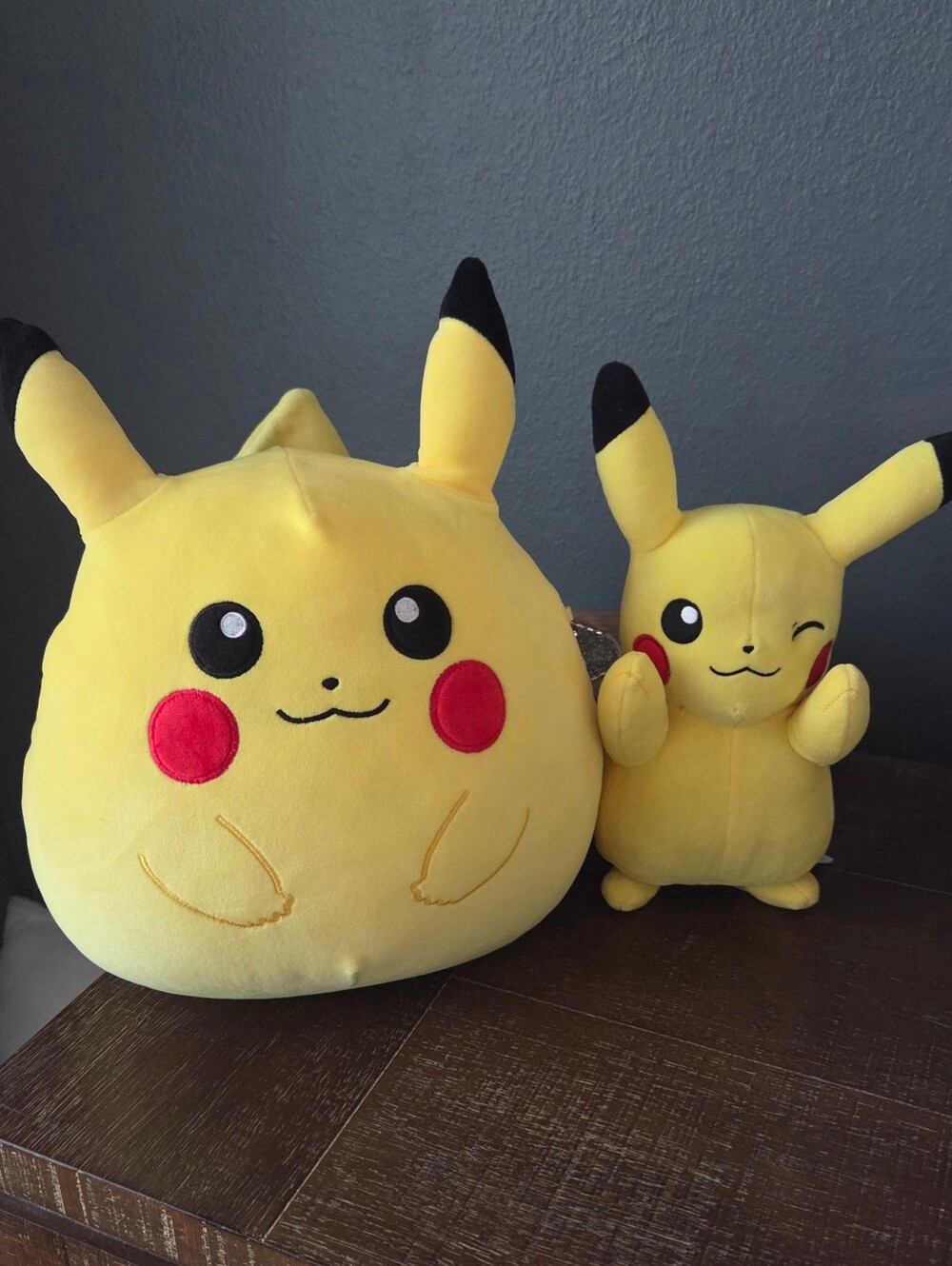 Set Of 2 Pokemon Pikachu Plush Toys, 12" Squishmallow & 10" Winkie Face,Like New